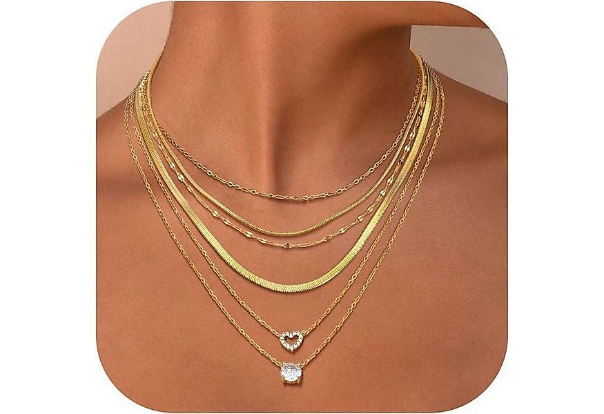 LuxusKollektion Ketten und Armband Set 6er Set Layering Halsketten 14K Verg günstig online kaufen