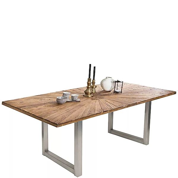 Designertisch aus Teak Recyclingholz und Stahl Loft Style günstig online kaufen