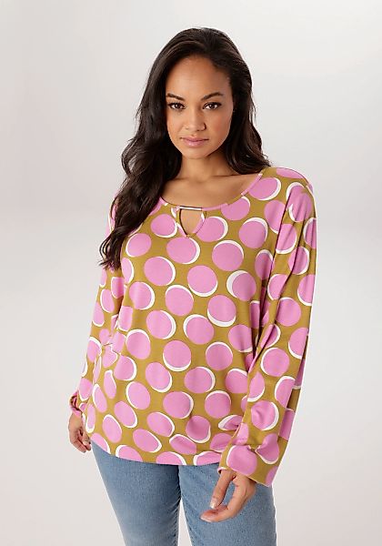 Aniston PLUS Langarmshirt mit großflächiger Druck - NEUE KOLLEKTION günstig online kaufen