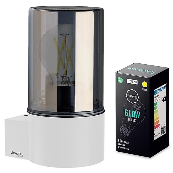 Oktaplex Puno Außenleuchte Aluminium mit E27 Leuchtmittel Warmweiß IP44 Rau günstig online kaufen