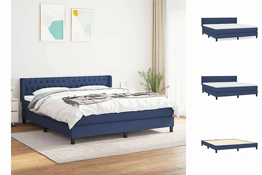 vidaXL Bettgestell Boxspringbett mit Matratze Blau 180x200 cm Stoff Bett Be günstig online kaufen