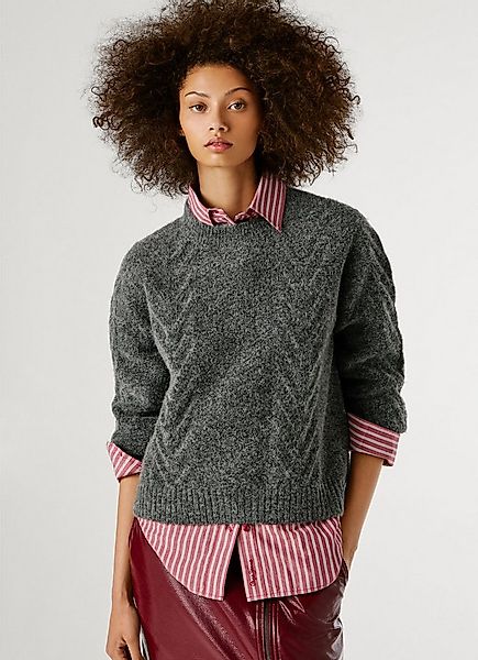 Pepe Jeans Strickpullover mit Zopfmuster und Woll-Anteil günstig online kaufen