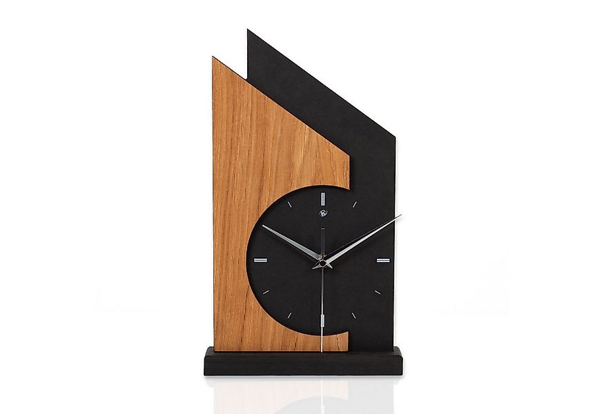 Kreative Feder Standuhr Standuhr „Skyscraper“ aus Holz, schwarze Tisch-Uhr günstig online kaufen
