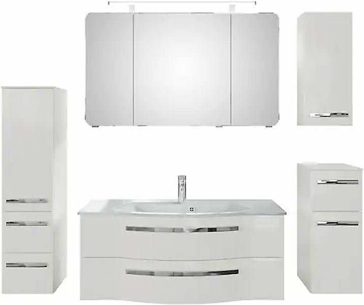 Saphir Badmöbel-Set »Serie 4005, vormontiert, Glaswaschbecken, Spiegelschra günstig online kaufen