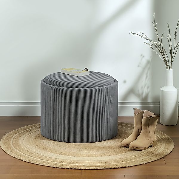HOMCOM Sitzhocker mit Stauraum Hocker mit Deckel, Runder Fußhocker Polsterh günstig online kaufen