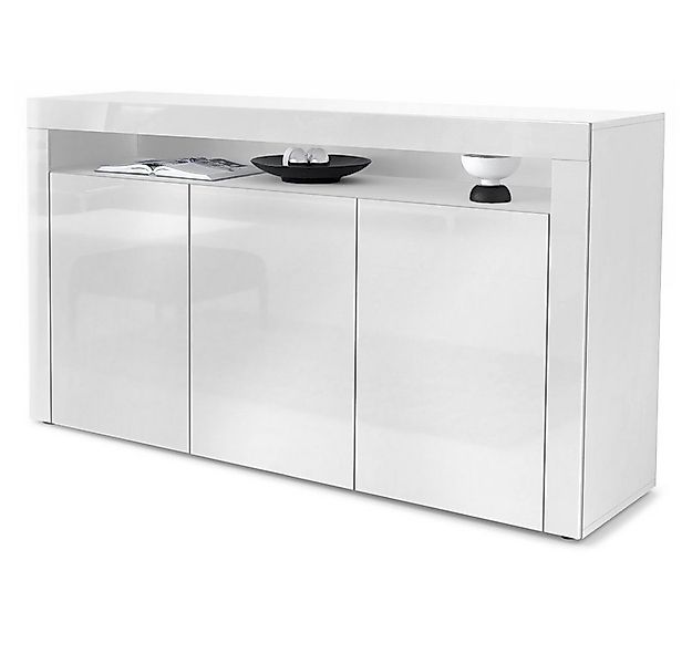 Vladon Sideboard Valencia (Sideboard, mit 3 Türen und 1 offenem Fach), Weiß günstig online kaufen