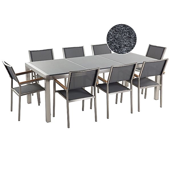 Beliani Gartentisch Set GROSSETO Dunkelgrau 100x220x87 günstig online kaufen