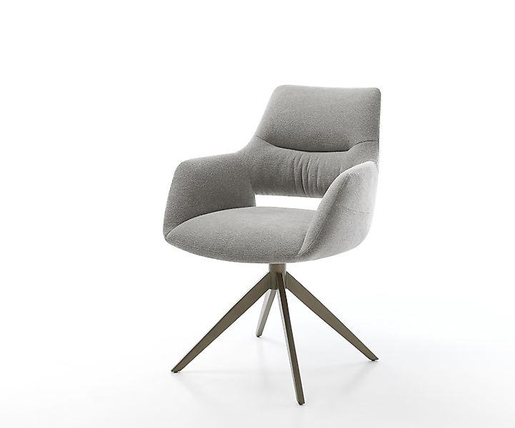 Drehstuhl Yago-Flex mit Armlehnen Strukturstoff Soft Grau Kreuzgestell brei günstig online kaufen