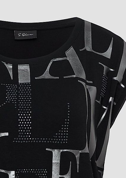 s.Oliver BLACK LABEL Shirttop T-Shirt mit glänzendem Folienprint günstig online kaufen