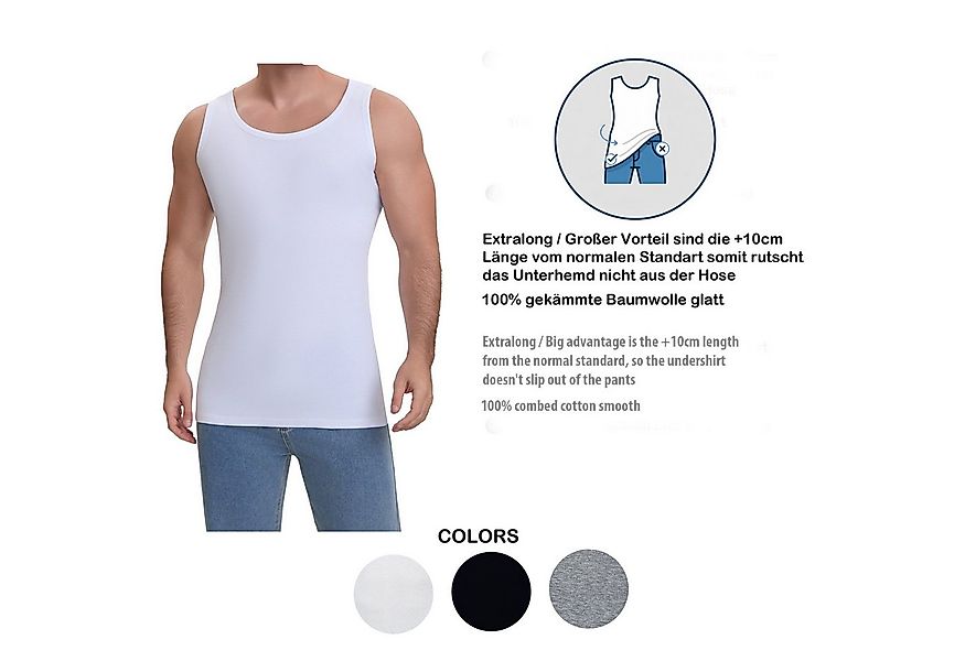 LOREZA Unterhemd 4er Set Unterhemden Feinripp extralong - Basics - Bunt (Sp günstig online kaufen