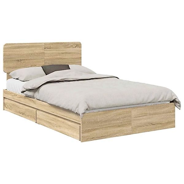 vidaXL Stauraumbett Sonoma-Eiche 135 x 190 cm Holzwerkstoff 3412285 günstig online kaufen