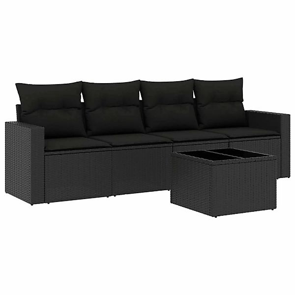 vidaXL 5-tlg Garten-Sofagarnitur mit Kissen Schwarz Poly Rattan Modell 29 günstig online kaufen