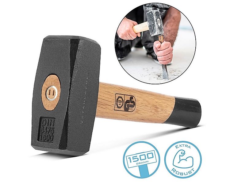 STAHLWERK Vorschlaghammer Fäustel mit 1500 g Hammerkopf Plattenhammer aus g günstig online kaufen