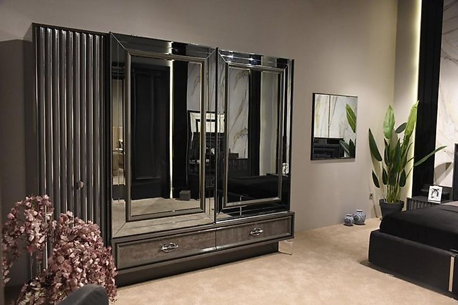 JVmoebel Kleiderschrank Designer Holz Kleiderschrank mit Spiegeltüren Schla günstig online kaufen