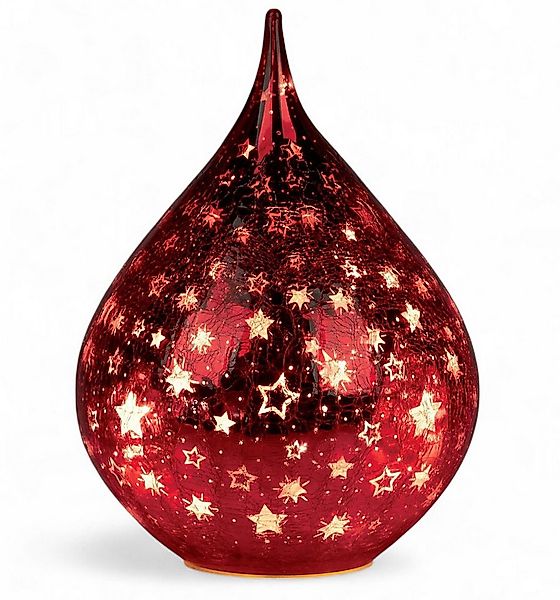 formano LED Dekolicht LED Deko Farbglas Tropfen Sterne Rot 21 cm Glasleucht günstig online kaufen