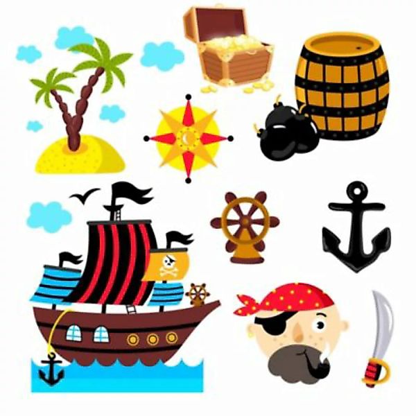 EmmiJules Wandtattoo Piratenschiff Set das Kinderzimmer mehrfarbig Gr. 60 x günstig online kaufen
