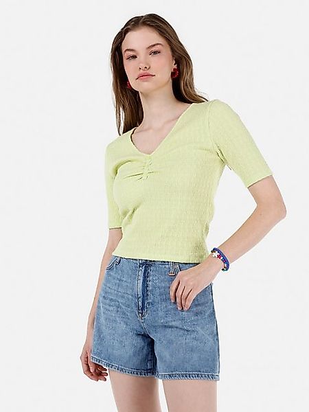 Colins T-Shirt Colins Slim Fit Jacquard-T-Shirt mit V-Ausschnitt für Damen, günstig online kaufen