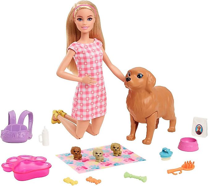 Barbie Anziehpuppe Puppe (blond) mit Hund & Welpen günstig online kaufen