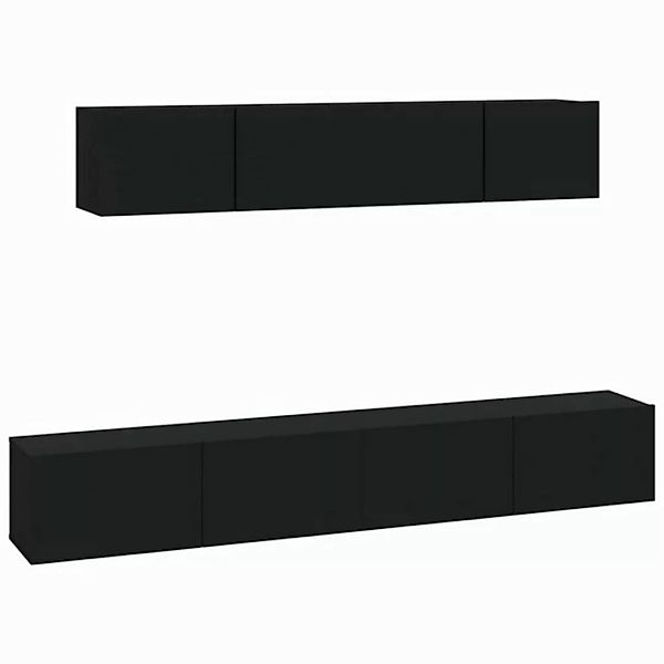 furnicato TV-Schrank 4-tlg. TV-Schrank-Set Schwarz Holzwerkstoff (1-St) günstig online kaufen