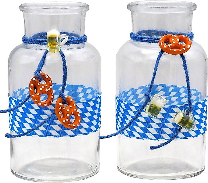 ZauberDeko Tischvase Vasen Oktoberfest Brezel Bierkrug Bayrisch Blau Tischd günstig online kaufen