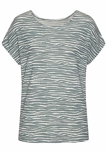 LASCANA Kurzarmshirt "mit modischem Zebra-Muster", aus weichem Viskose-Stri günstig online kaufen