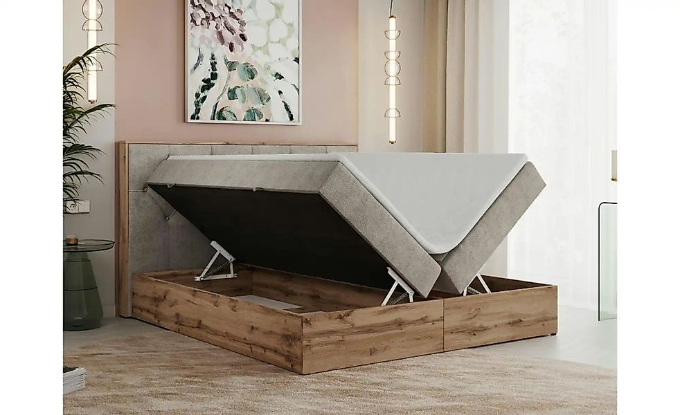 Boxbett mit Bettkasten Veneto ¦ beige ¦ Maße (cm): B: 188 H: 115 Betten > K günstig online kaufen