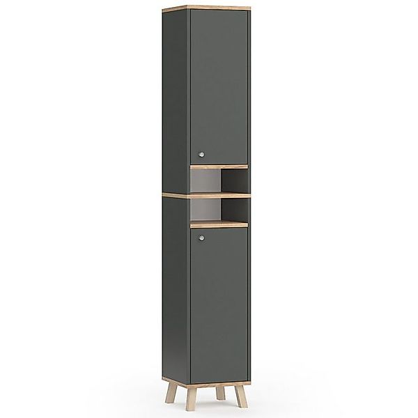 Vicco Badschrank Senyo Anthrazit/Goldkraft Eiche 30 x 174 cm günstig online kaufen