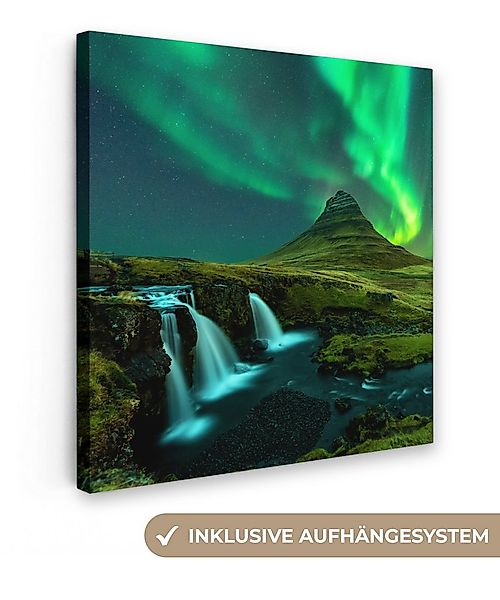 OneMillionCanvasses® Leinwandbild Nordlichter - Wasserfall - Berg - Island, günstig online kaufen