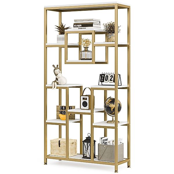 Tribesigns Bücherregal 180 cm hohes Gold-Etagen-Bücherregal günstig online kaufen