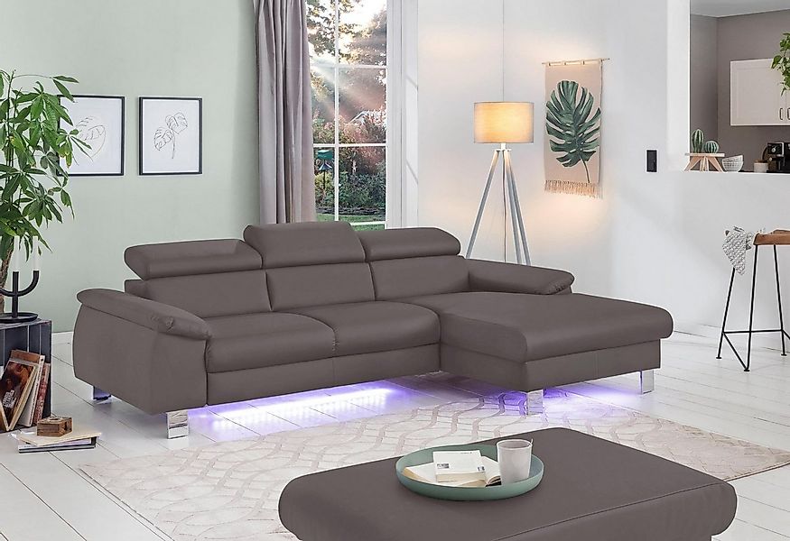 COTTA Ecksofa Komaris, Ecksofa, wahlweise mit RGB-LED-Beleuchtung und Bettf günstig online kaufen