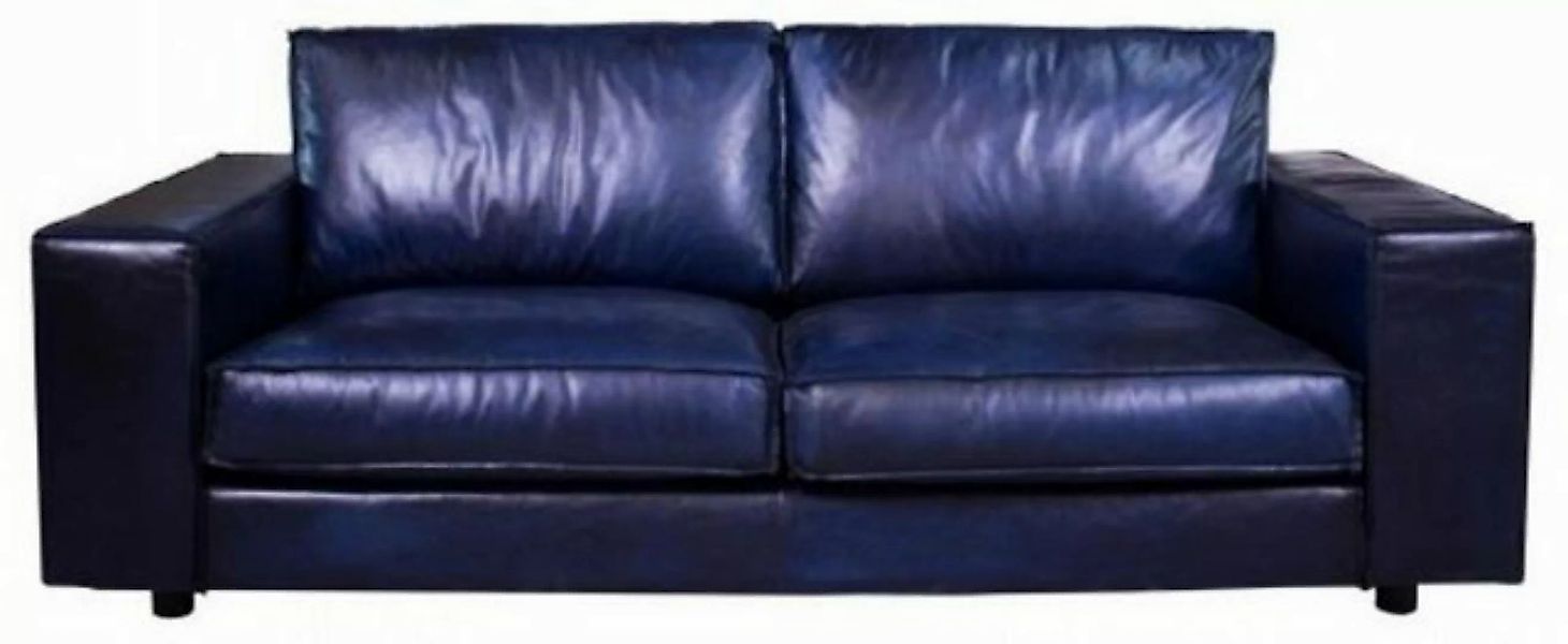 Casa Padrino Sofa Luxus Leder Sofa Dunkelblau 240 x 104 x H. 83 cm - Echtle günstig online kaufen