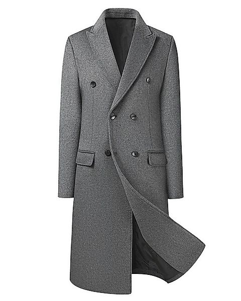 Allthemen Langmantel zweireihiger Herrenmantel in Uni Optik warmer Winterma günstig online kaufen
