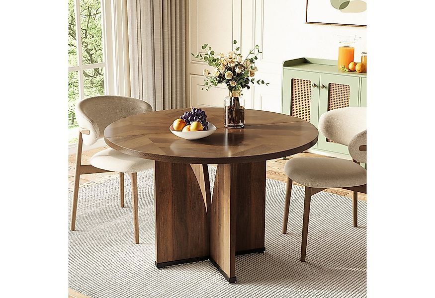 Tribesigns Esstisch Runder Esstisch 100 cm, Holztisch für 4 Personen, Braun günstig online kaufen