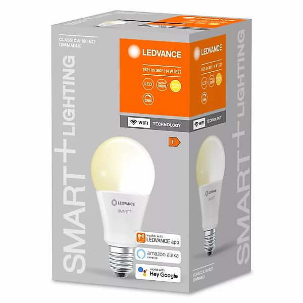 Ledvance Smart+ WiFi LED-Lampe Kolbenform E27/12W 1521lm Warmweiß dimmbar günstig online kaufen