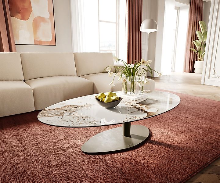 Couchtisch Edge Oval 140x80 cm Keramik Minas Melange Vibany Metall Effektfi günstig online kaufen