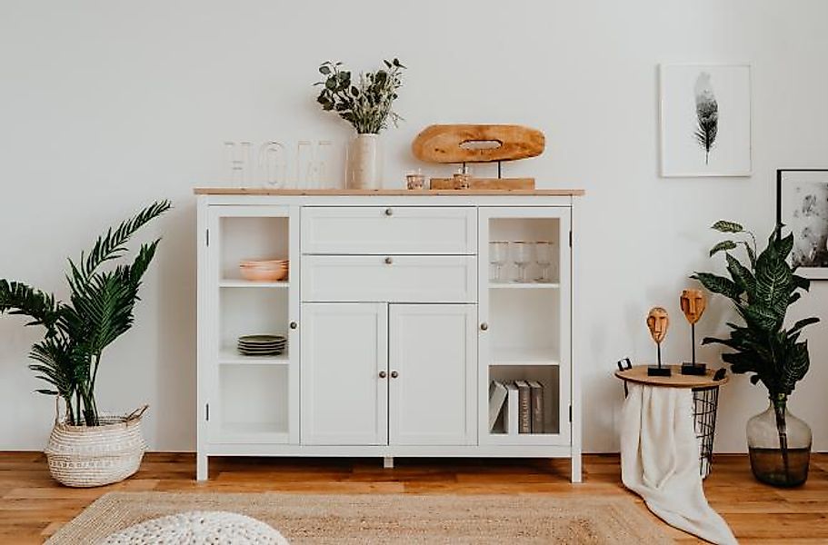 Highboard BERGEN 52 von Finori Weiß / Artisan Oak günstig online kaufen