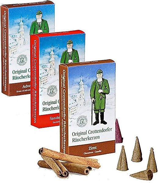 Crottendorfer Duftkerze 3 Päckchen Räucherkerzen- Adventsduft, Sandel, Zimt günstig online kaufen