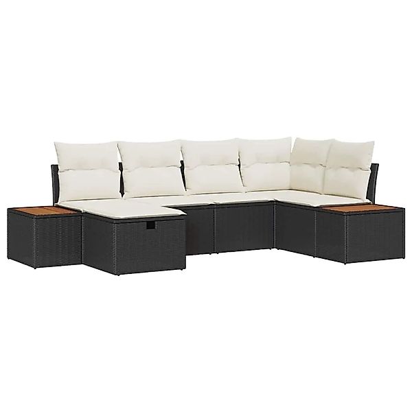 vidaXL Gartensofa-set mit Kissen 6-Tlg Schwarz Poly-Rattan 3360961 günstig online kaufen