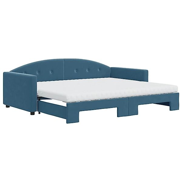 vidaXL Tagesbett Ausziehbar mit Matratzen Blau 90x200 cm Samt1847453 günstig online kaufen