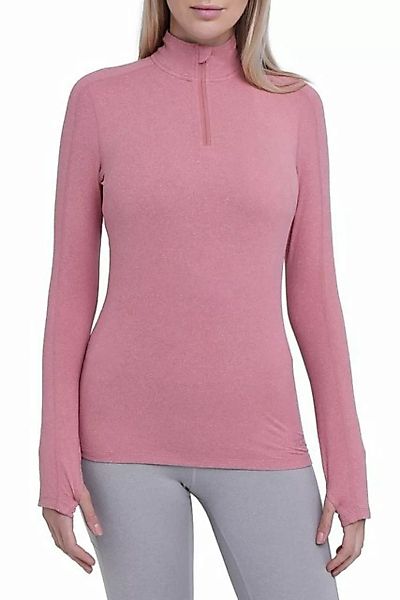 TCA Langarmshirt TCA Damen Laufshirt mit Reißverschlusstasche - Dunkelpink günstig online kaufen