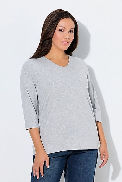 Ulla Popken T-Shirt Shirt Herzstickerei Classic V-Ausschnitt 3/4-Arm günstig online kaufen