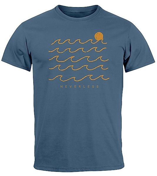 Neverless Print-Shirt Herren T-Shirt Frontprint Wellen Sonne Meer Aufdruck günstig online kaufen