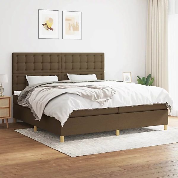 vidaXL Boxspringbett Boxspringbett mit Matratze Dunkelbraun 200x200 cm Stof günstig online kaufen