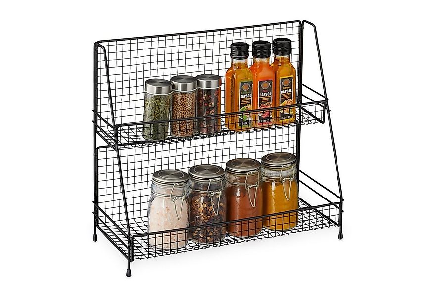 relaxdays Gewürzregal Metall Schwarz günstig online kaufen