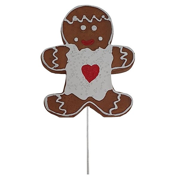 Deko-Weihnachtsfigur Pfefferkuchenbaby Stecker 20,5 cm Braun-Weiß günstig online kaufen
