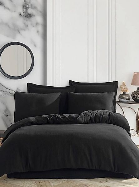Sandiik Bettwäsche Musselin Bettwäsche in Pure Black aus 100% Baumwolle, 10 günstig online kaufen