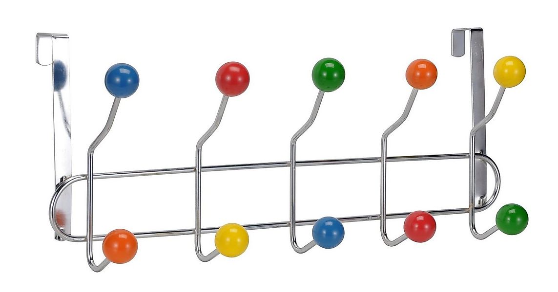 Spetebo Garderobenleiste Metall Garderobenleiste mit 10 bunten Haken - 42cm günstig online kaufen