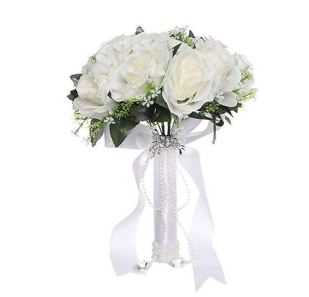 Kunstblumenstrauß Brautstrauß Hochzeit Koreanischer Stil Weiß Falsche Rosen günstig online kaufen