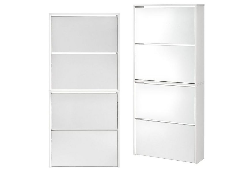 en.casa Schuhschrank »Vogar« mit 4 verspiegelten Türen 134x63x17 cm Weiß günstig online kaufen