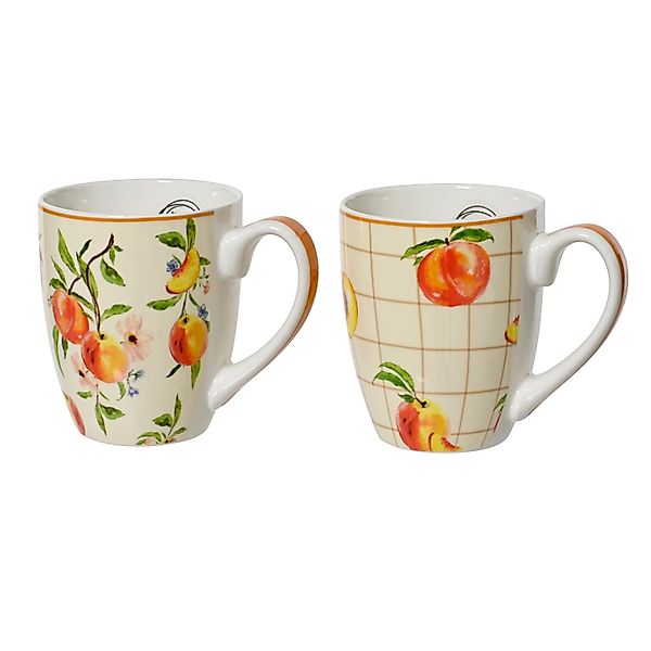 Becher 2-fach Sortiert Pfirsich-Motiv Porzellan Ø 9,1 cm x 10,5 cm Bunt günstig online kaufen